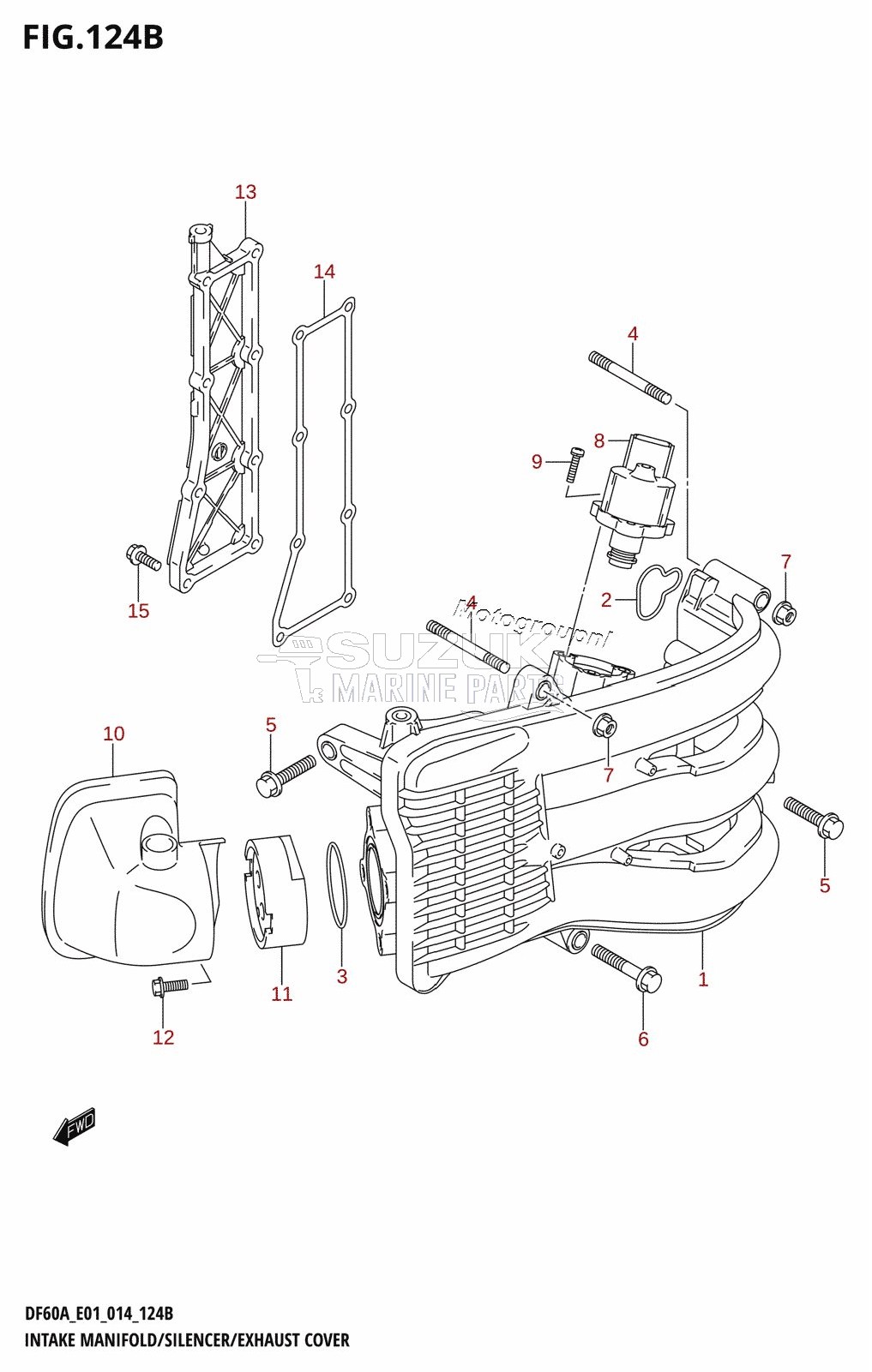 INTAKE MANIFOLD /​ SILENCER /​ EXHAUST COVER (DF40AQH:E01)