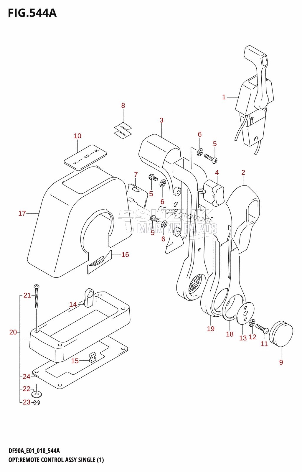 OPT:REMOTE CONTROL ASSY SINGLE (1) (DF70A,DF80A,DF90A,DF100B)