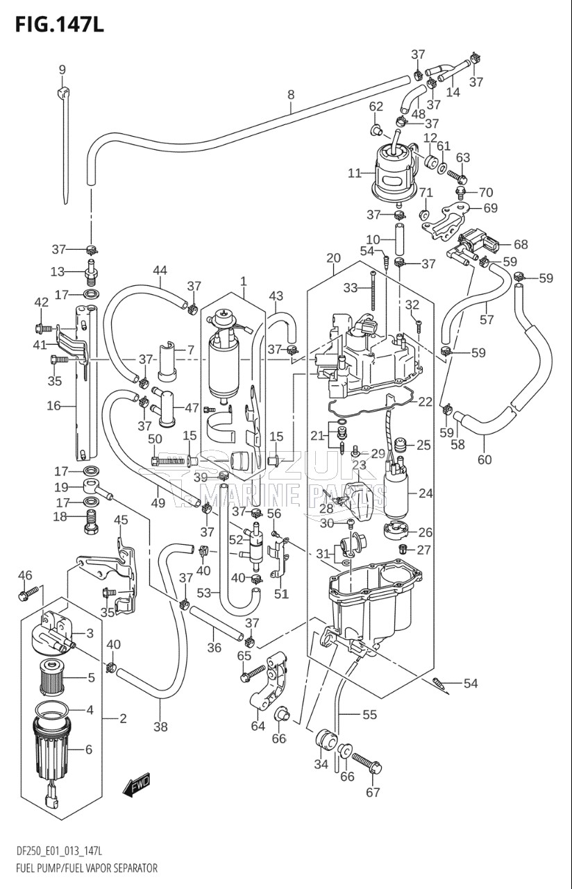 FUEL PUMP / FUEL VAPOR SEPARATOR (DF250Z:E01)