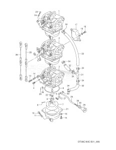 DT30C From 03003-351001 ()  1993 drawing CARBURETOR (DT30C /​ 25AC E34)