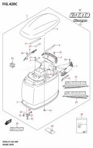 DF225T From 22503F-040001 (E01 E03 E40)  2020 drawing ENGINE COVER ((DF200T,DF200Z):(022,023))