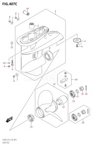 06002F-810001 (2018) 60hp E01 E40-Gen. Export 1 - Costa Rica (DF60AQH  DF60AT  DF60ATH) DF60A drawing GEAR CASE (DF60A:E01)