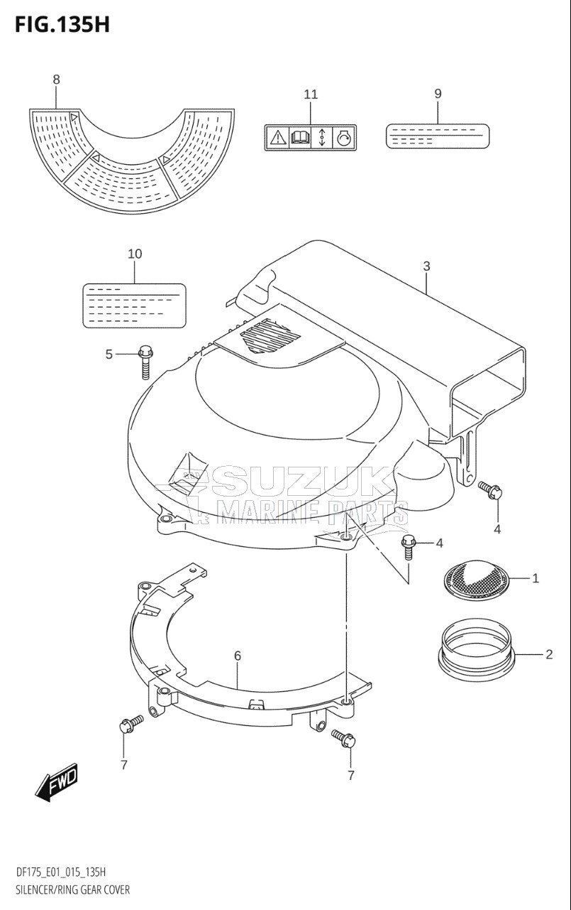 SILENCER / RING GEAR COVER (DF150ZG:E40)