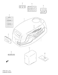 DT5 From 00503-030001 ()  1998 drawing ENGINE COVER