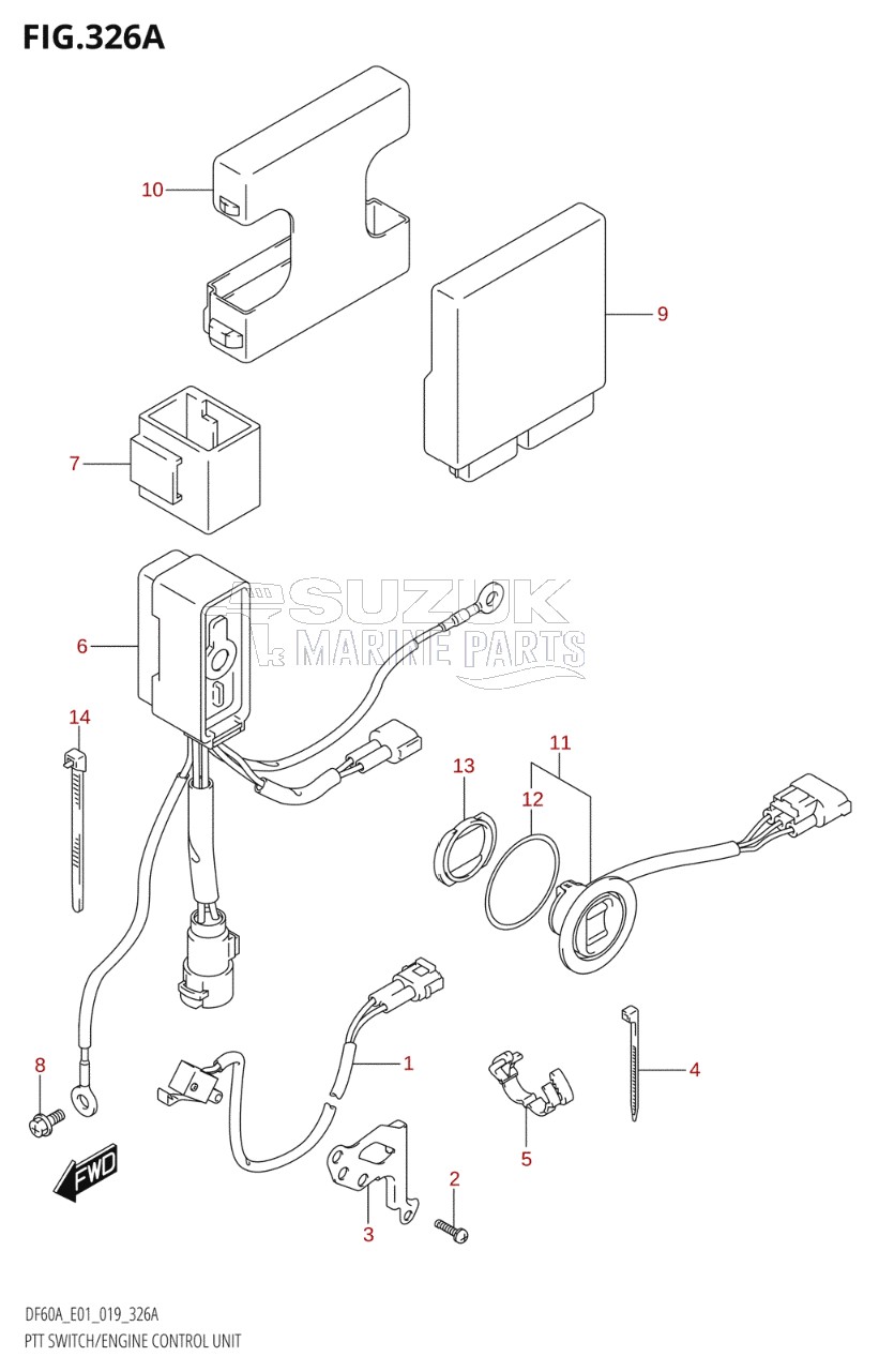 PTT SWITCH / ENGINE CONTROL UNIT (DF40A:E01,DF40ATH:E01)