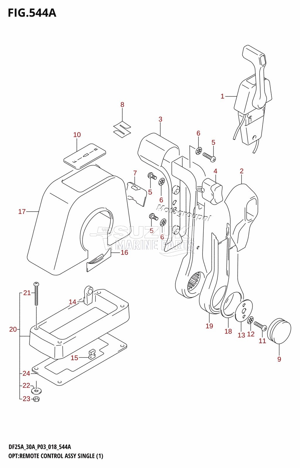 OPT:REMOTE CONTROL ASSY SINGLE (1) (DF25AT,DF30AT)