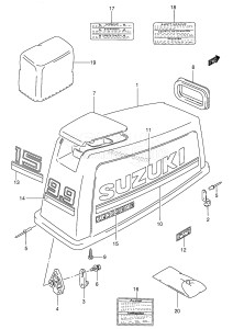 DT15 From 01501K-131001 ()  1991 drawing ENGINE COVER (DT9.9(K) /​ 15(K) MODEL:94~96)