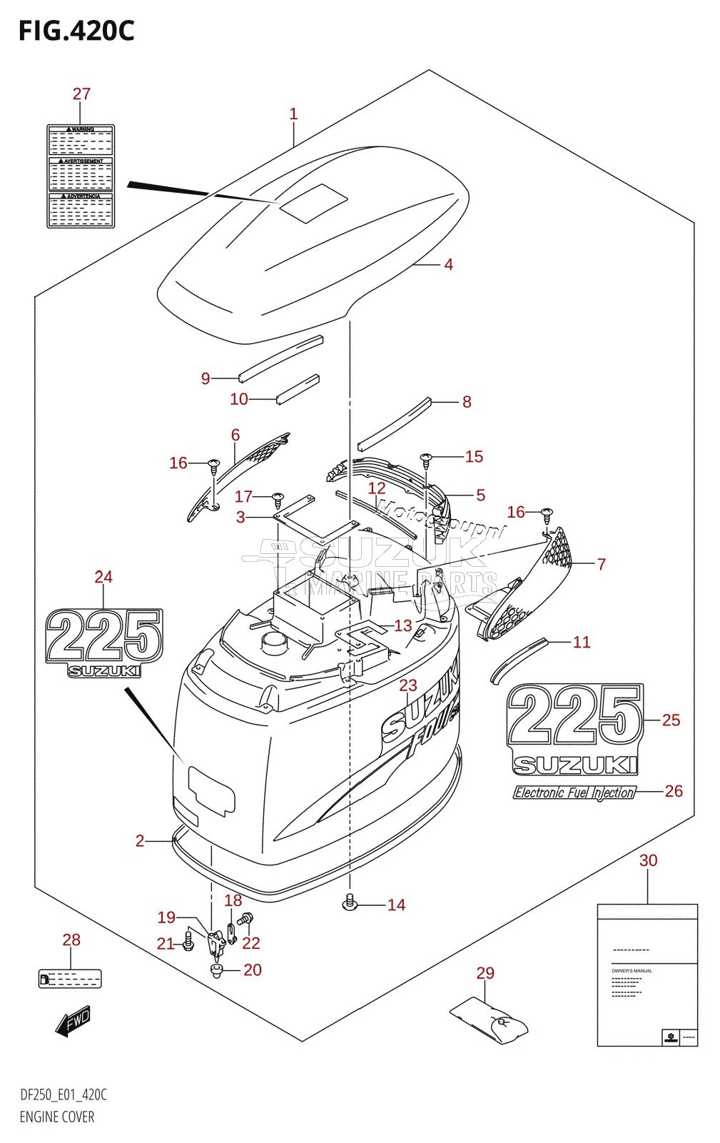 ENGINE COVER ((DF225T,DF225Z):(K4,K5,K6,K7,K8,K9))