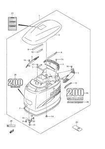 DF 225 drawing Engine Cover (2004 to 2009)