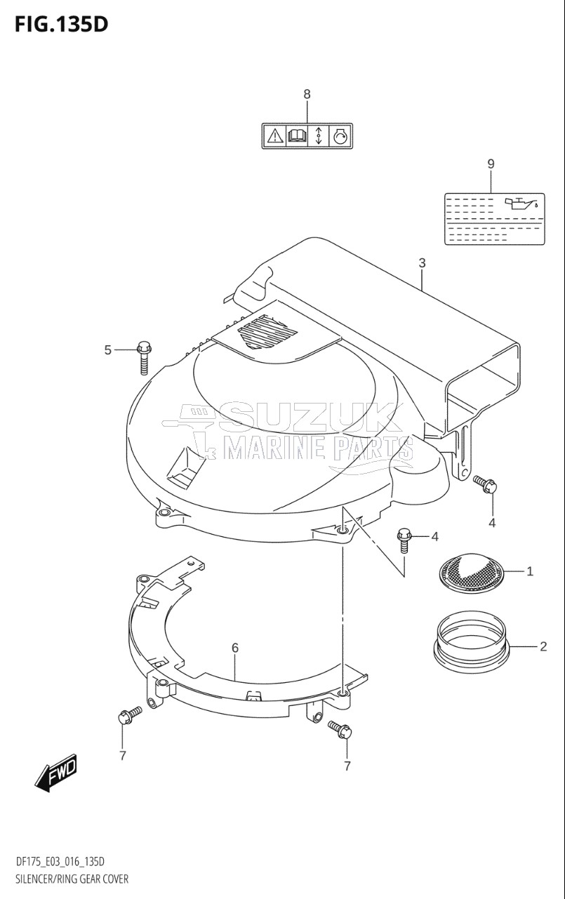 SILENCER / RING GEAR COVER (DF150ZG:E03)