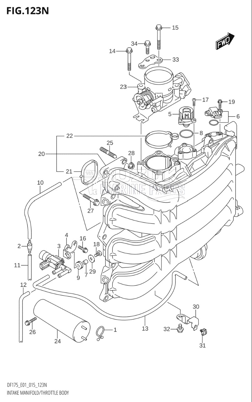 INTAKE MANIFOLD / THROTTLE BODY (DF175Z:E01)