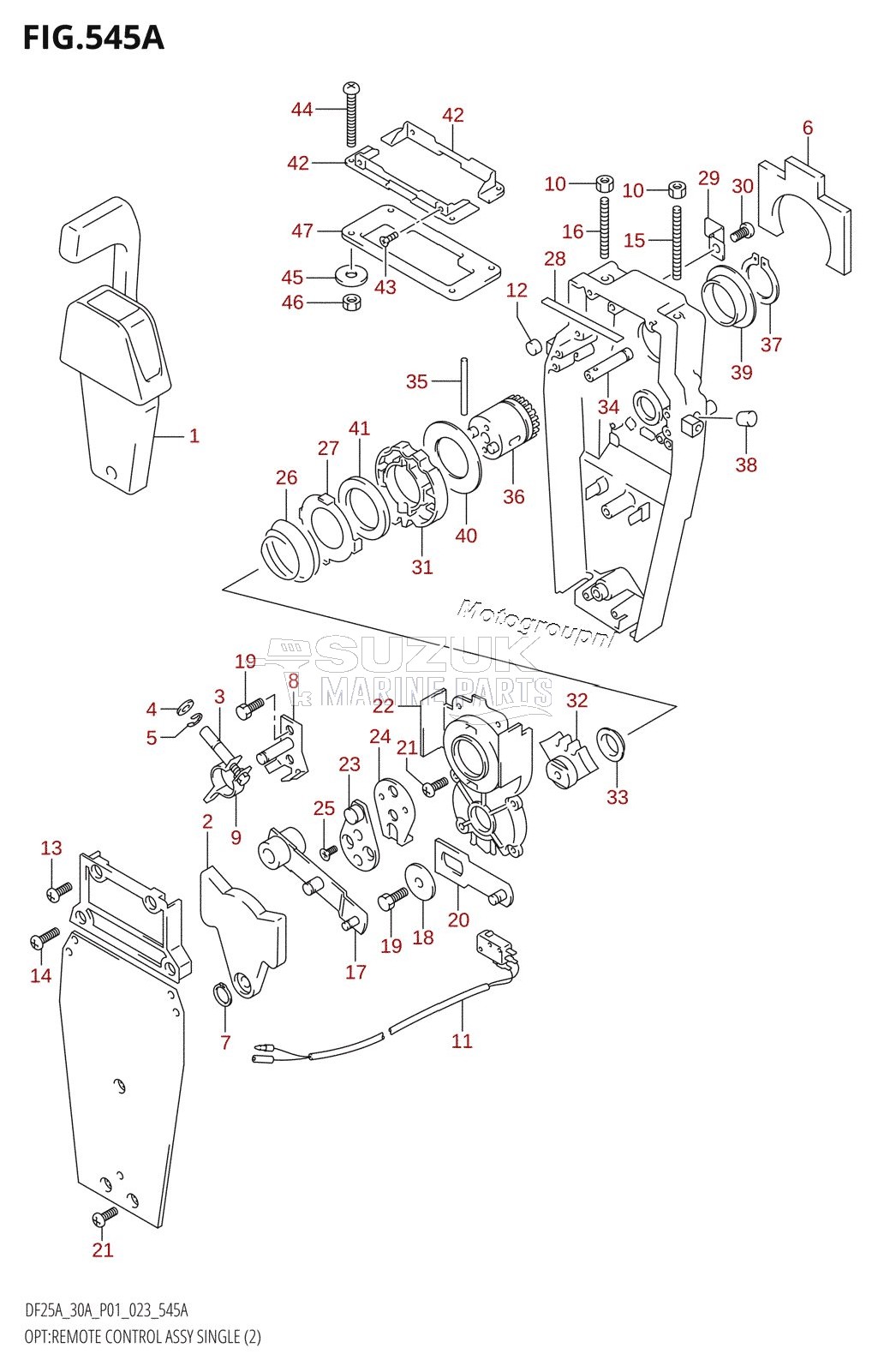 OPT:REMOTE CONTROL ASSY SINGLE (2) (DF25AR,DF25AT,DF30AR,DF30AT,(DF25ATH,DF30ATH):(022,023))