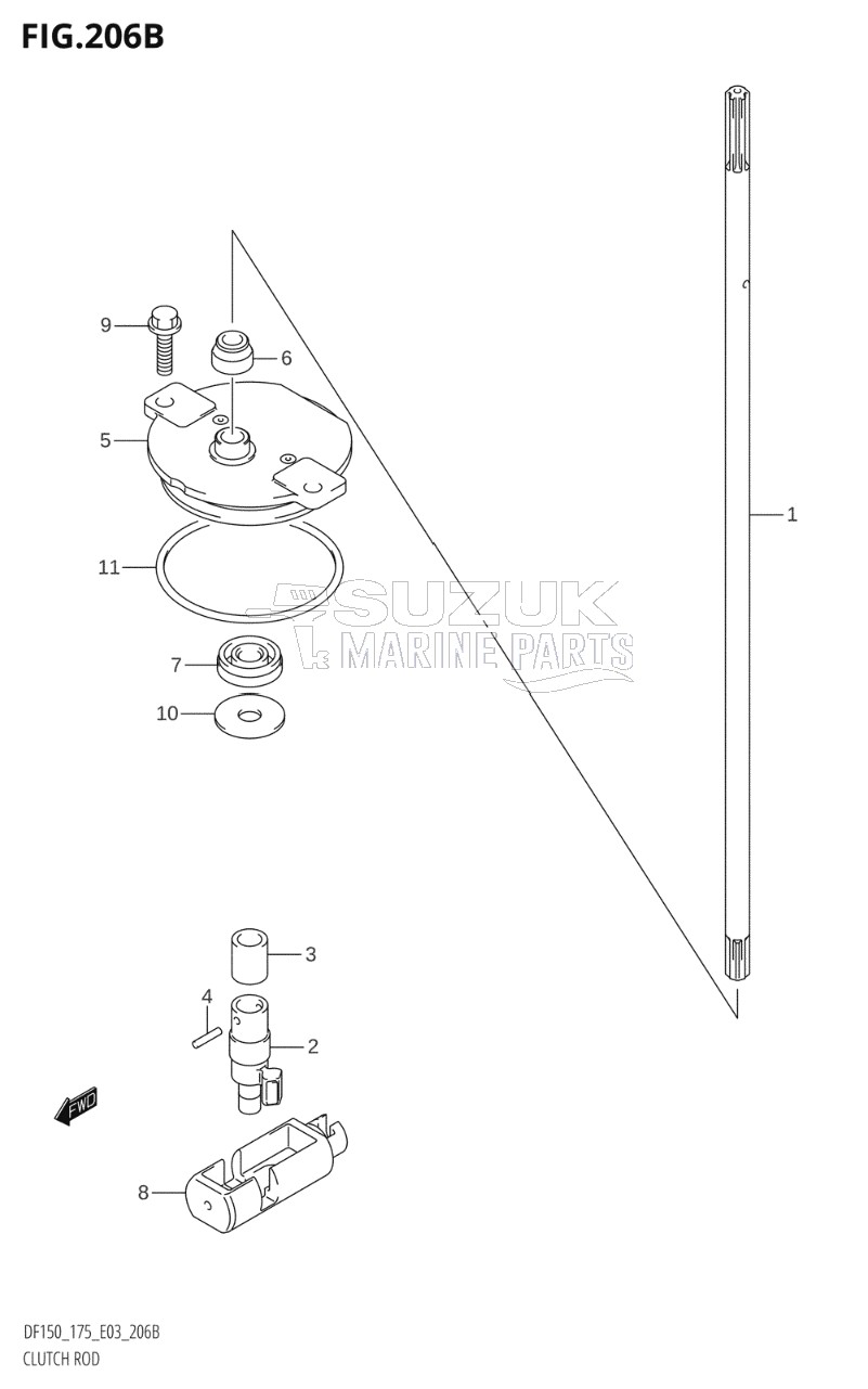 CLUTCH ROD (DF150Z,DF175Z)