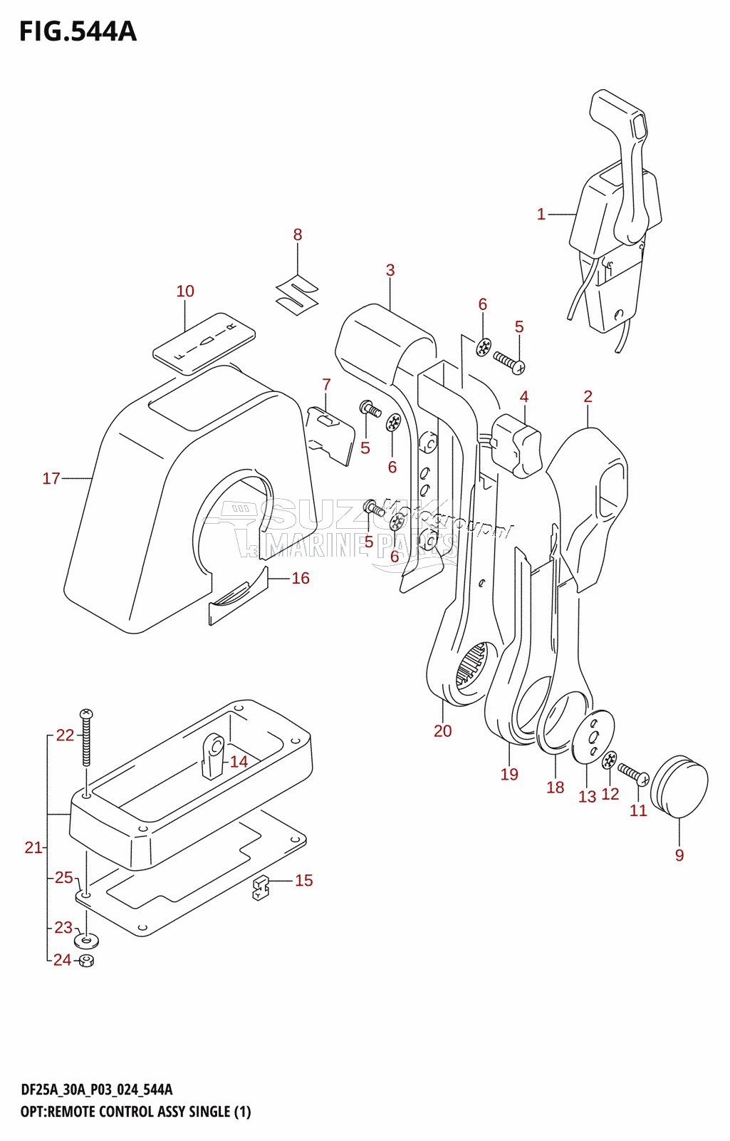 OPT:REMOTE CONTROL ASSY SINGLE (1) (DF25AT,DF25ATH,DF30ATH,DF30AT)