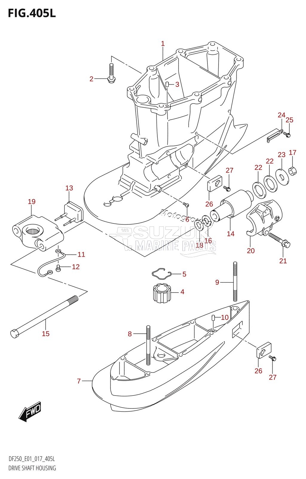 DRIVE SHAFT HOUSING (DF250Z:E01:(X-TRANSOM,XX-TRANSOM))