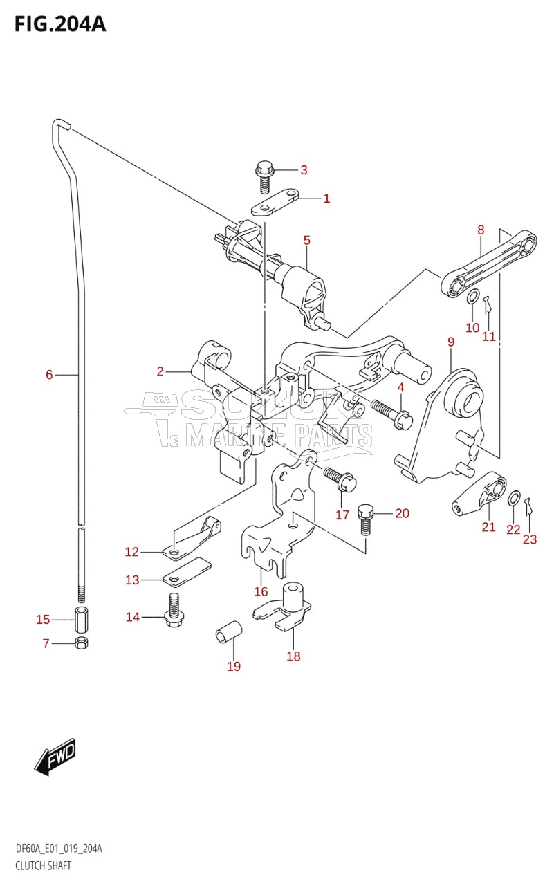 CLUTCH SHAFT (DF40A:E01,DF40AST:E34,DF50A:E01)