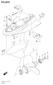 14003Z-710001 (2017) 140hp E11 E40-Gen. Export 1-and 2 (DF140AZ) DF140AZ drawing GEAR CASE (DF115AT:E40)