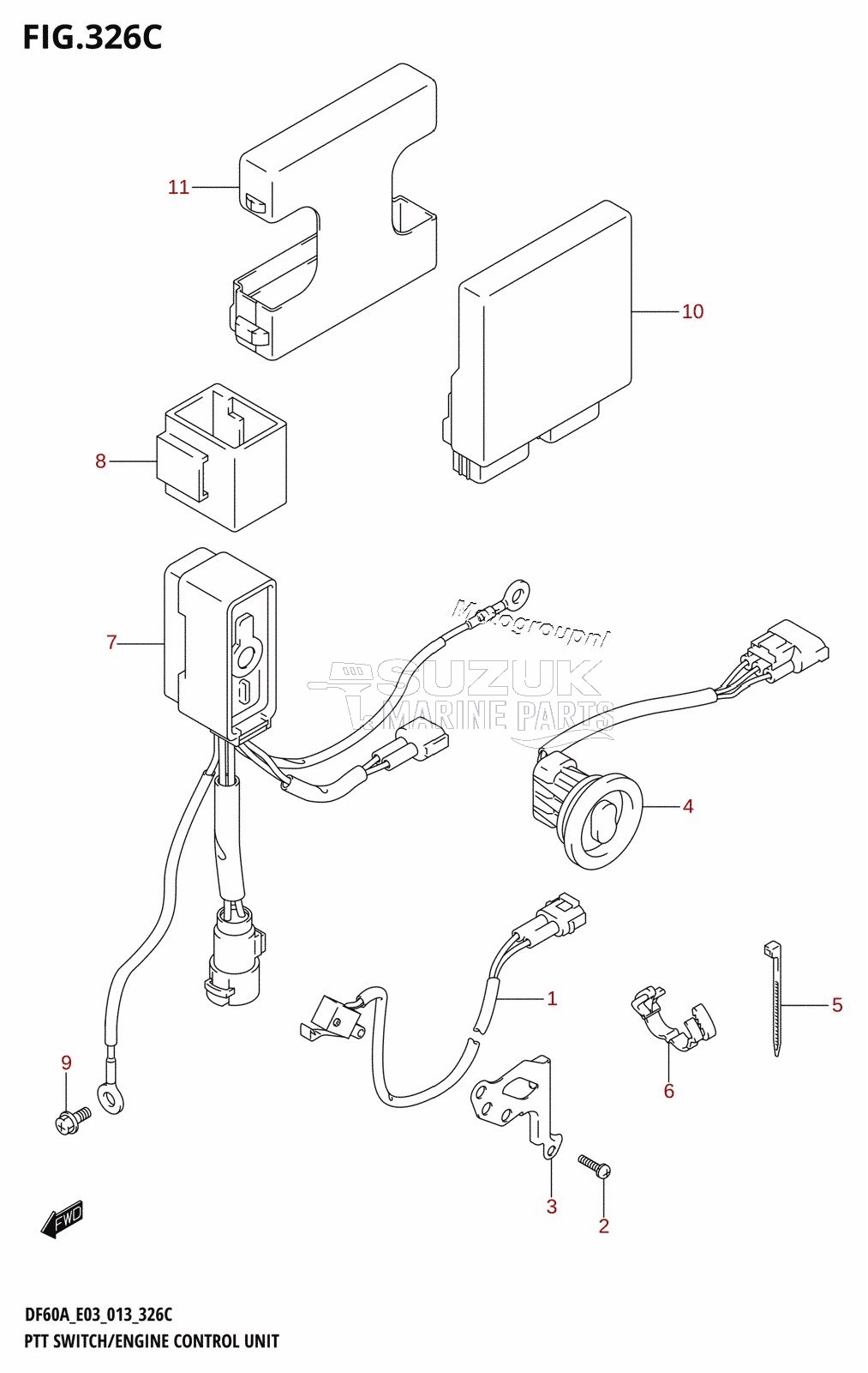 PTT SWITCH /​ ENGINE CONTROL UNIT (DF60A:E03)