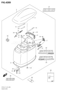 22503Z-340001 (2023) 225hp E11 E40-Gen. Export 1-and 2 (DF225Z) DF225Z drawing ENGINE COVER ((DF225T,DF225Z):020)