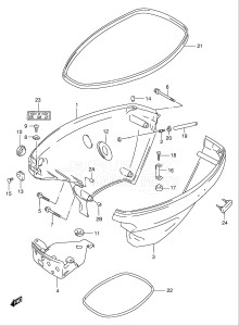 00991 F-751001- (1997) 9.9hp - (DF9.9(A,AR)S V) DF9.9(A,A)S V drawing SIDE COVER