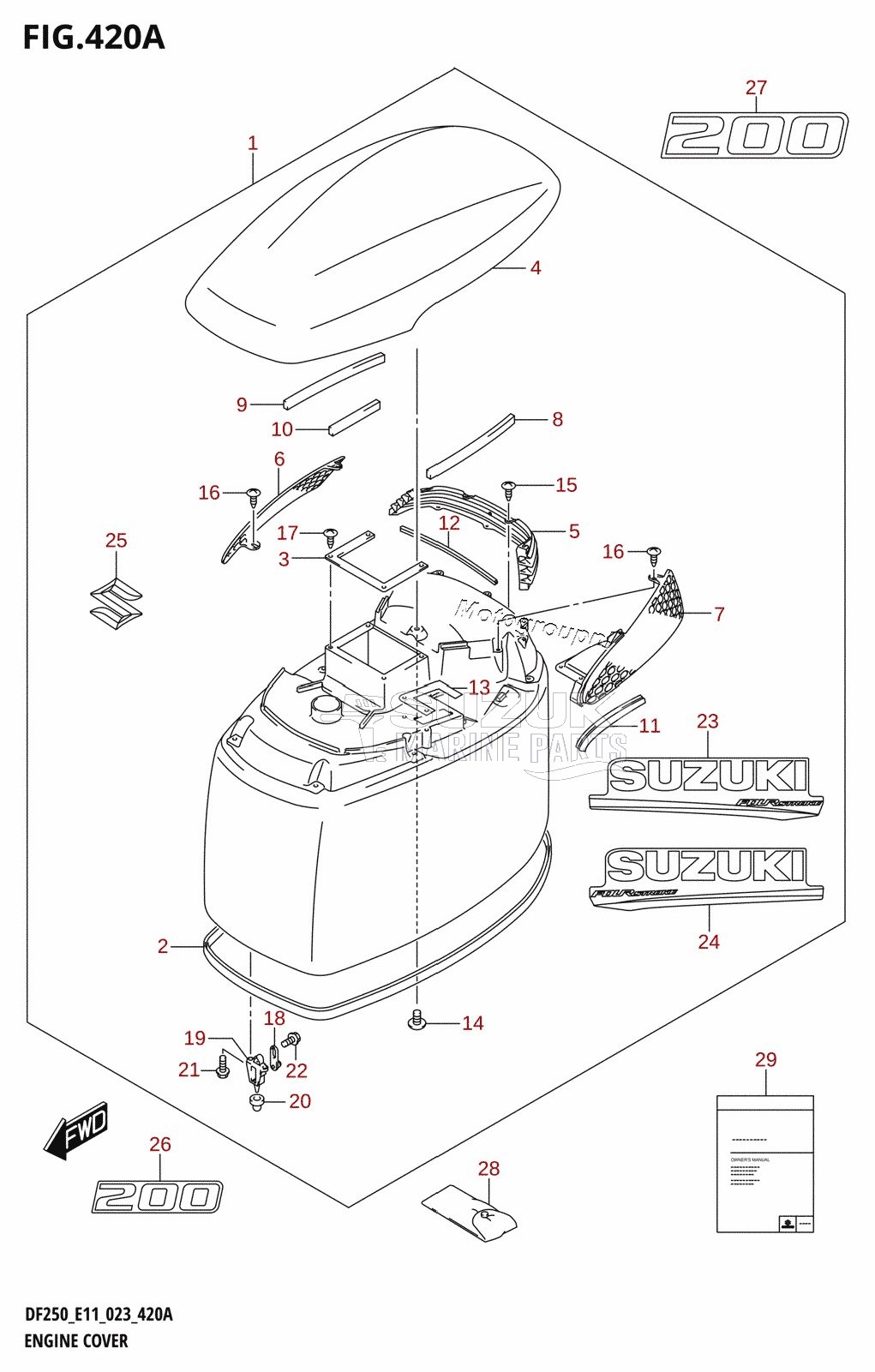 ENGINE COVER ((DF200T,DF200Z):020)