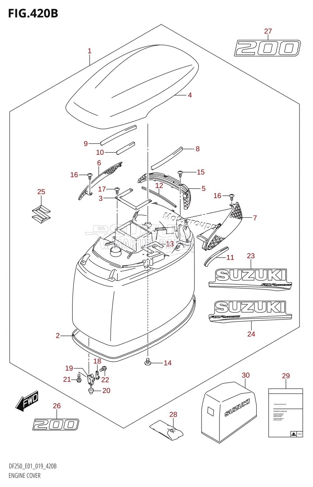 ENGINE COVER (DF200T:E40,DF200Z:E40)