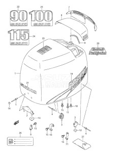 Outboard DF 90 drawing Engine Cover (2003-2008)