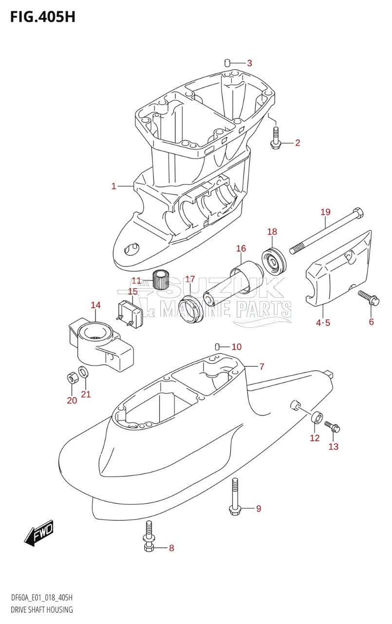 DRIVE SHAFT HOUSING (DF60AVT:E01,DF60AVT:E40)