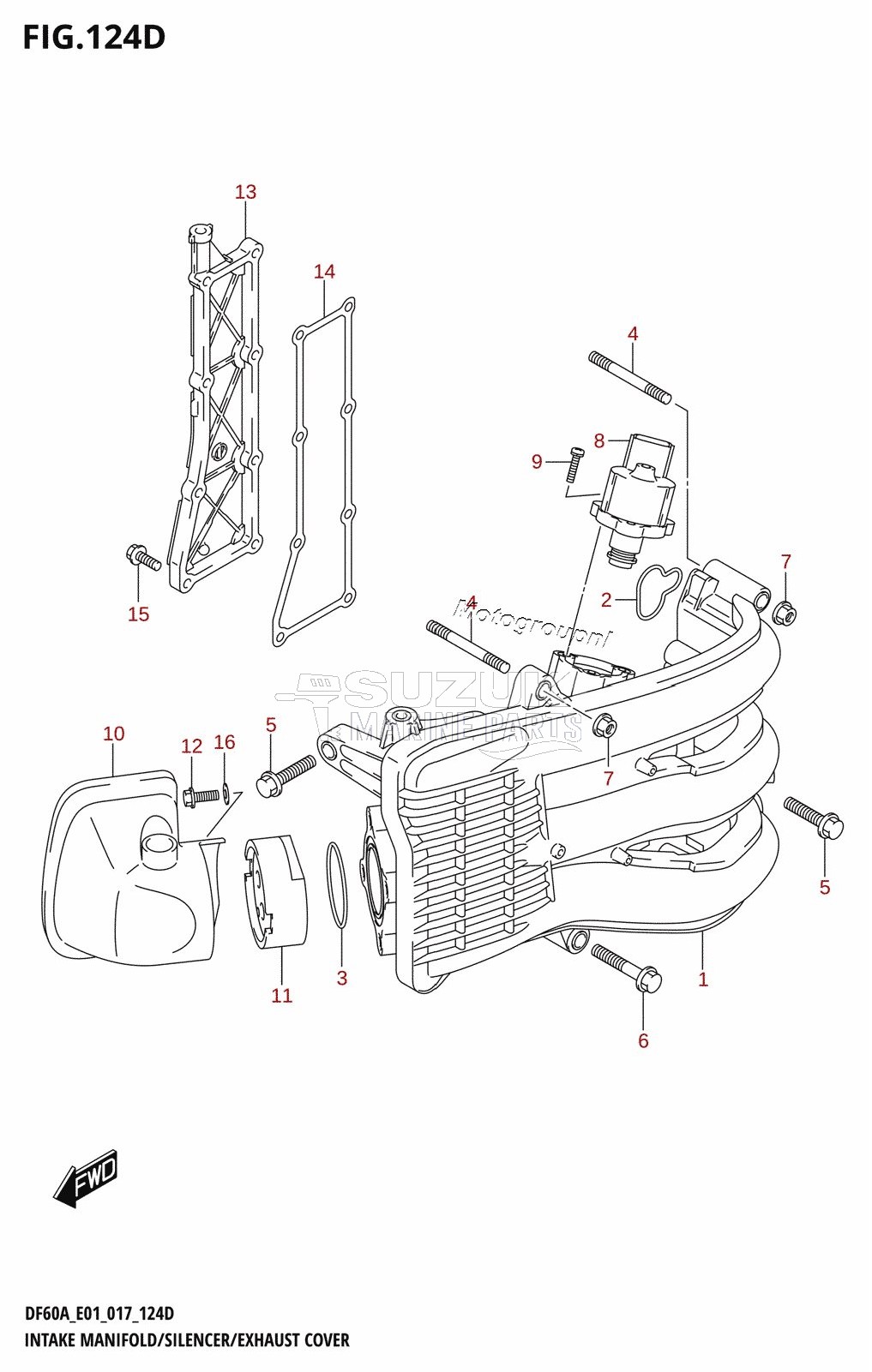 INTAKE MANIFOLD /​ SILENCER /​ EXHAUST COVER (DF40AST:E34)