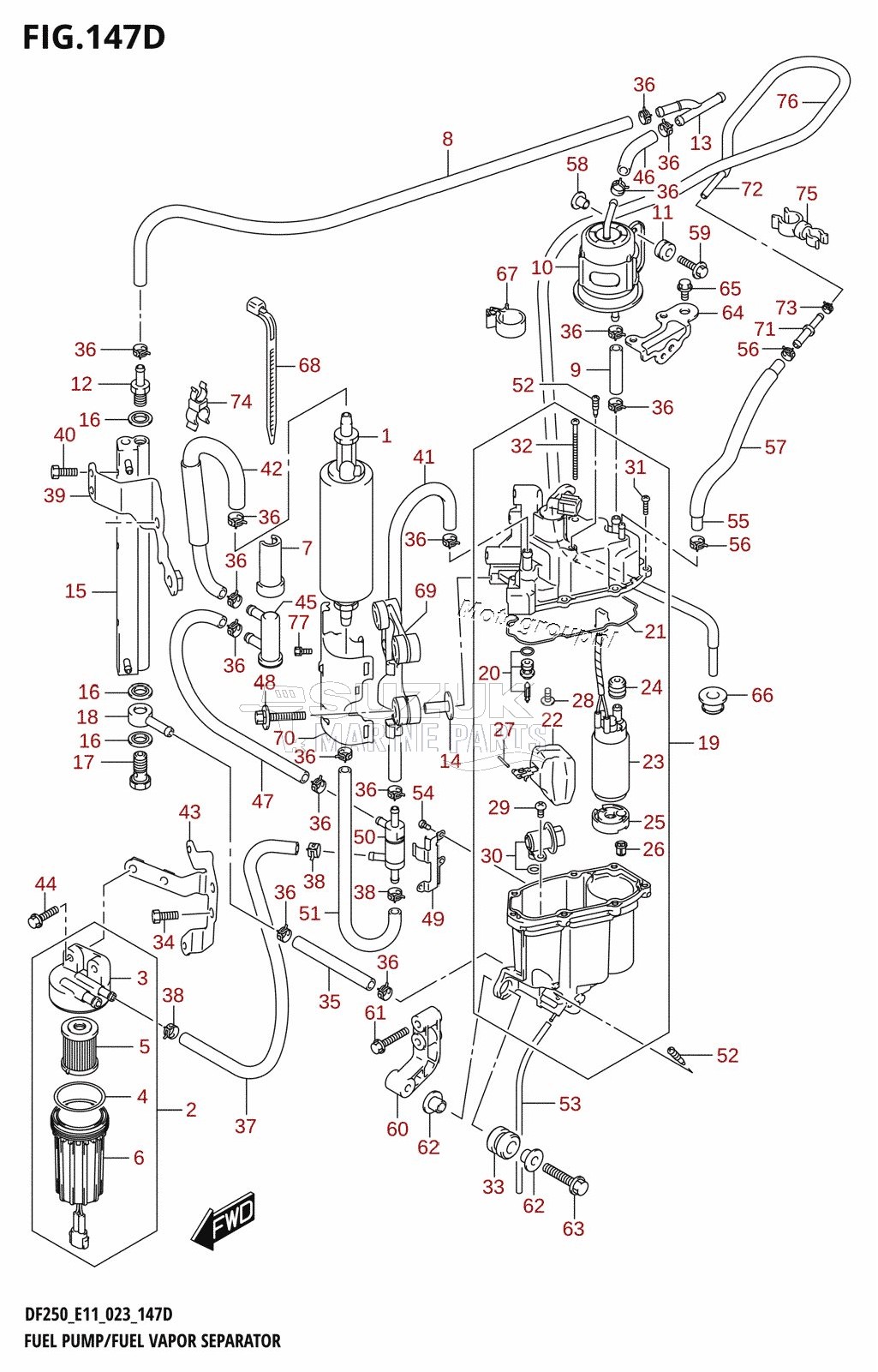 FUEL PUMP /​ FUEL VAPOR SEPARATOR (E03:DF250ST:(020,021))