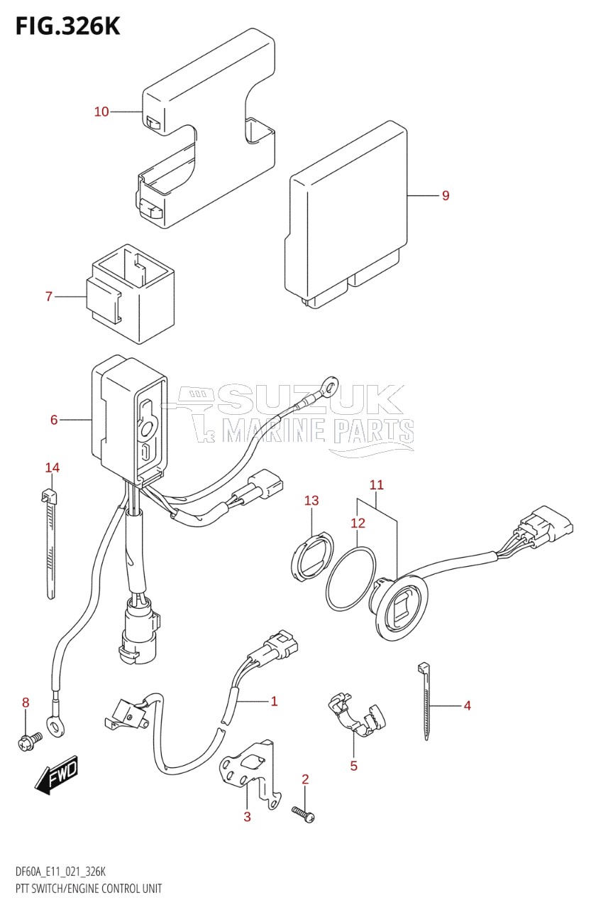 PTT SWITCH / ENGINE CONTROL UNIT (SEE NOTE)