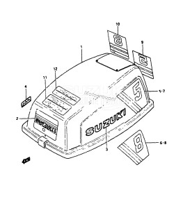 DT8 From 0801-100001 ()  1988 drawing ENGINE COVER 1