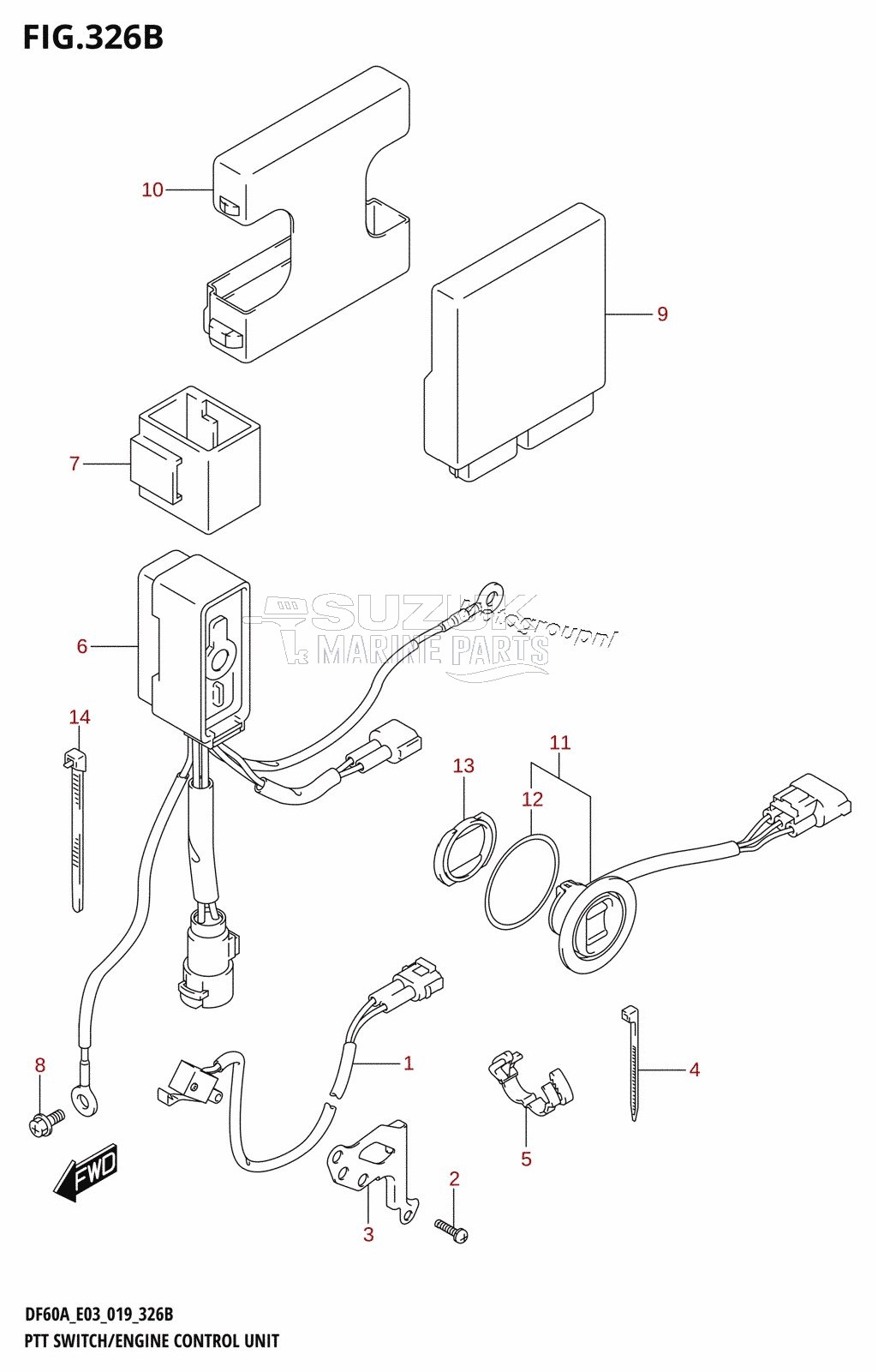 PTT SWITCH /​ ENGINE CONTROL UNIT (DF50A)