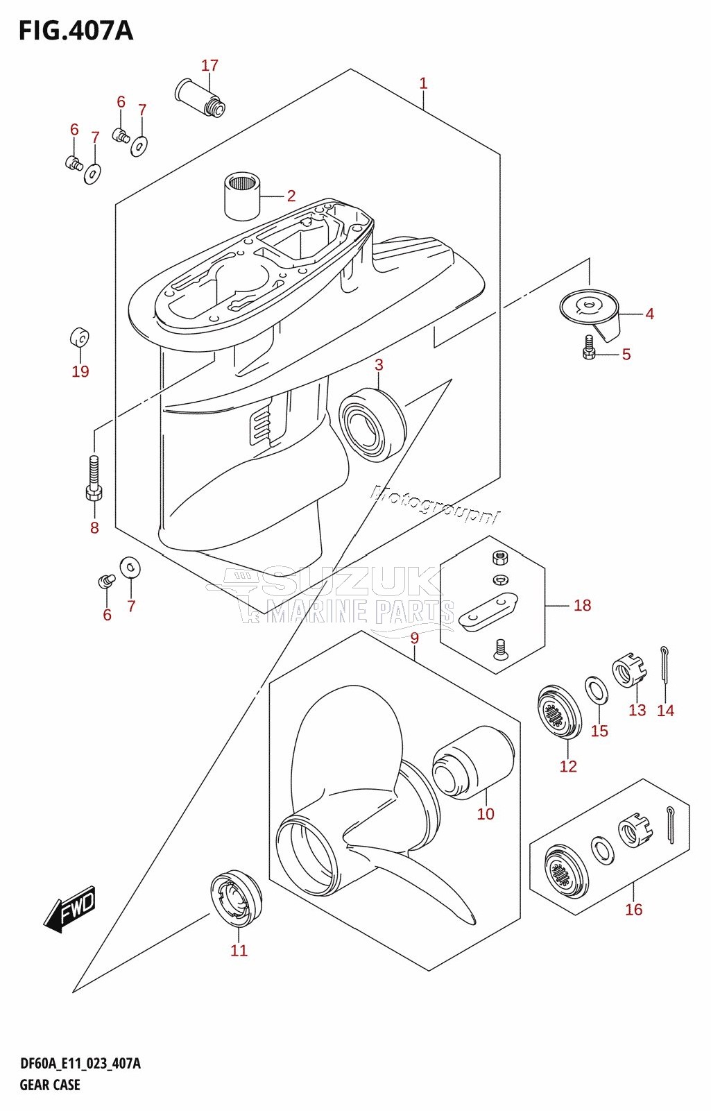 GEAR CASE ((DF40A,DF50A):E01,(DF40A,DF50A,DF60A):E03,(DF40A,DF50A):E11,DF40AST:E34)