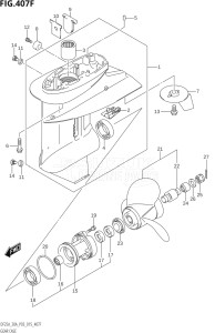 02504F-510001 (2005) 25hp P03-U.S.A (DF25A  DF25AQ  DF25AR  DF25AT  DF25ATH) DF25A drawing GEAR CASE (DF30AT:P03)