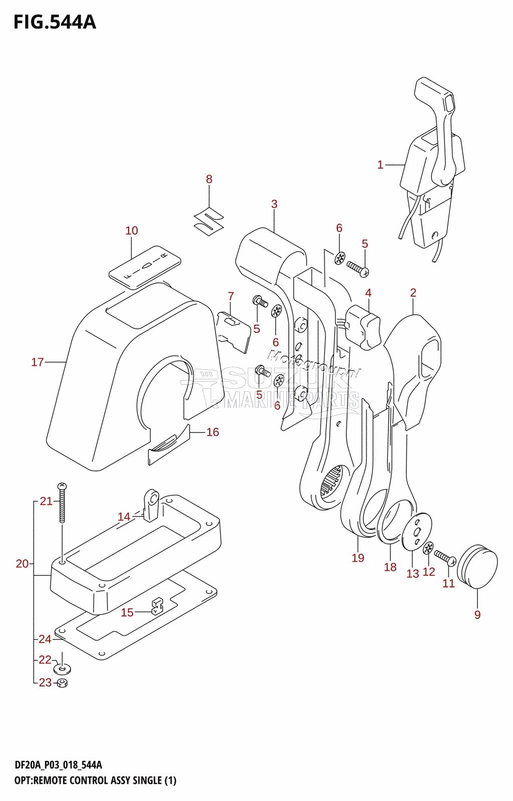 OPT:REMOTE CONTROL ASSY SINGLE (1) (DF9.9B,DF9.9BT,DF15A)