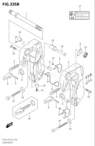 00995F-340001 (2023) 9.9hp E03-USA (DF9.9B  DF9.9BT  DF9.9BTH) DF9.9B drawing CLAMP BRACKET (SEE NOTE)