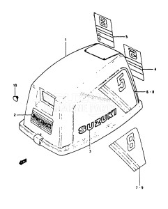 DT8 From 0801-200001 ()  1989 drawing ENGINE COVER 2 MODEL VZ (E13, E40)