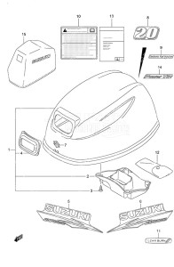 DF 20A drawing Engine Cover Remote Control w/Power Tilt Tiller Handle w/Power Tilt