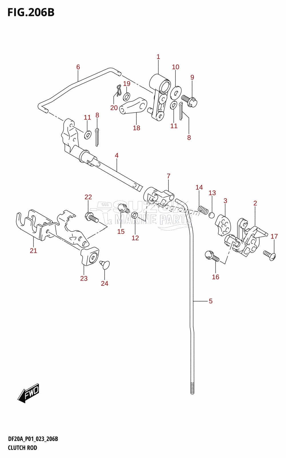 CLUTCH ROD (DF9.9BR,DF9.9BT,DF15AR,DF15AT,DF20AR,DF20AT)