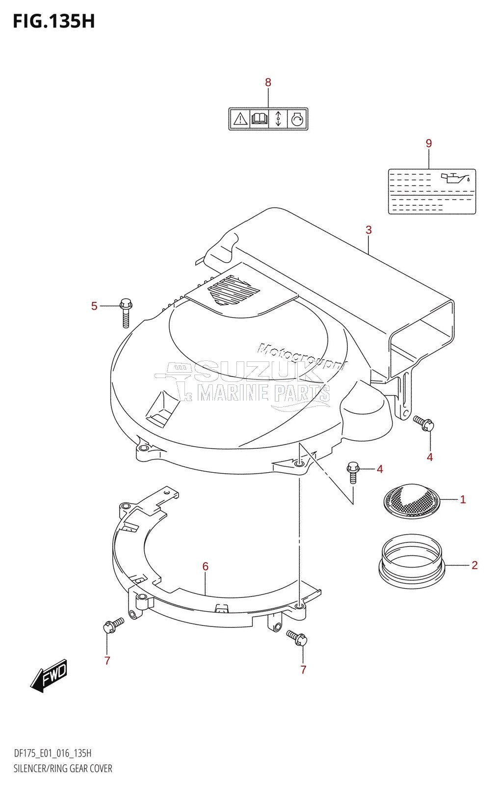 SILENCER /​ RING GEAR COVER (DF150ZG:E40)