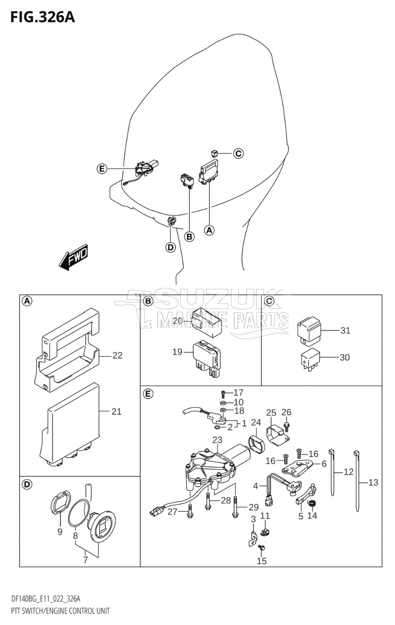 PTT SWITCH / ENGINE CONTROL UNIT (DF115BG,DF115BZG)