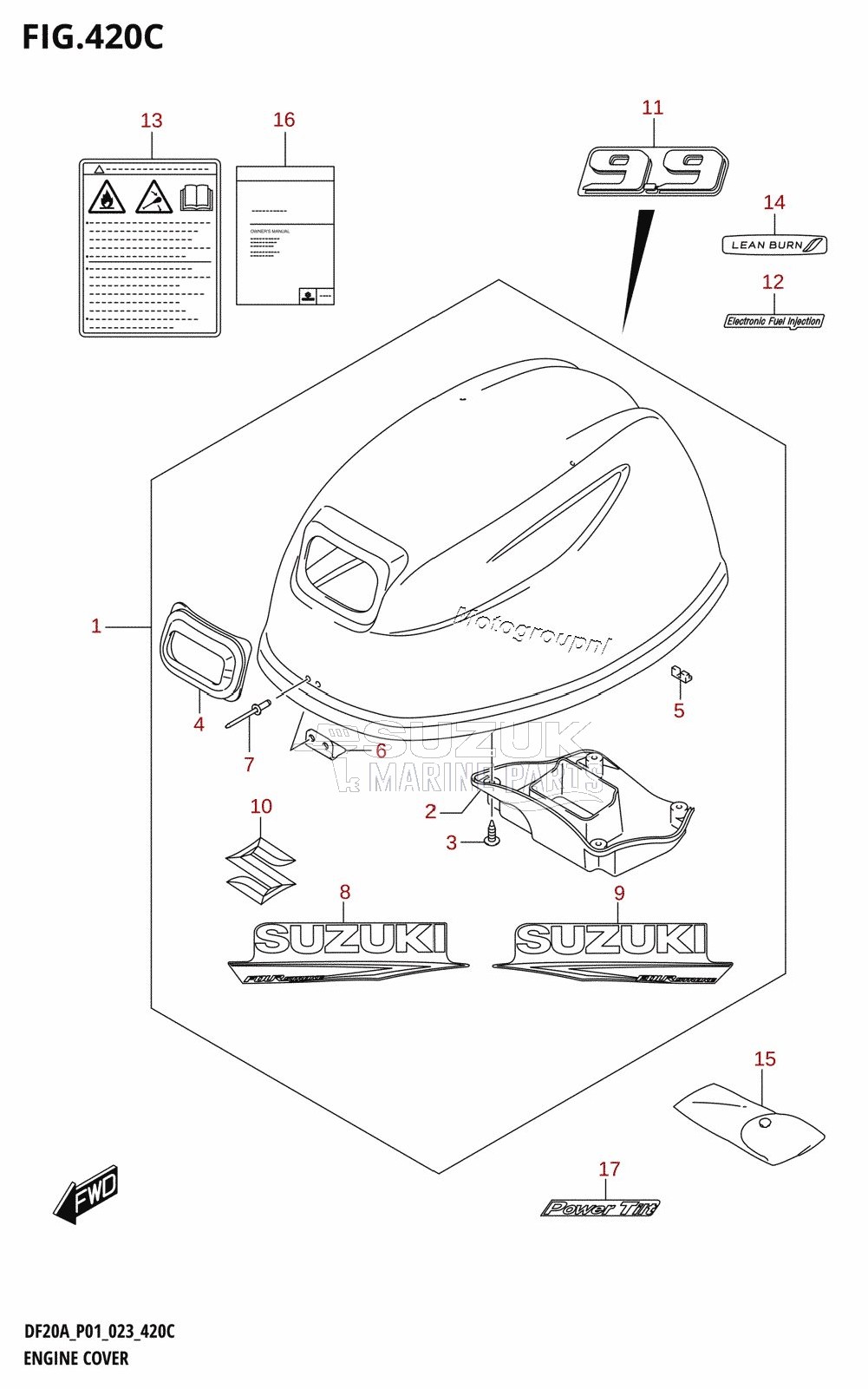 ENGINE COVER ((DF9.9B,DF9.9BR,DF9.9BT):021)