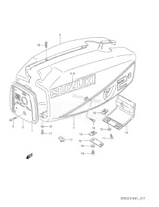 DT2 From 0201-581001 ()  1995 drawing ENGINE COVER (DT2,MODEL:89,90 /​ E13)