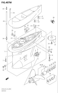 22503F-310001 (2013) 225hp E01 E40-Gen. Export 1 - Costa Rica (DF225T) DF225T drawing GEAR CASE (DF250Z:E40)