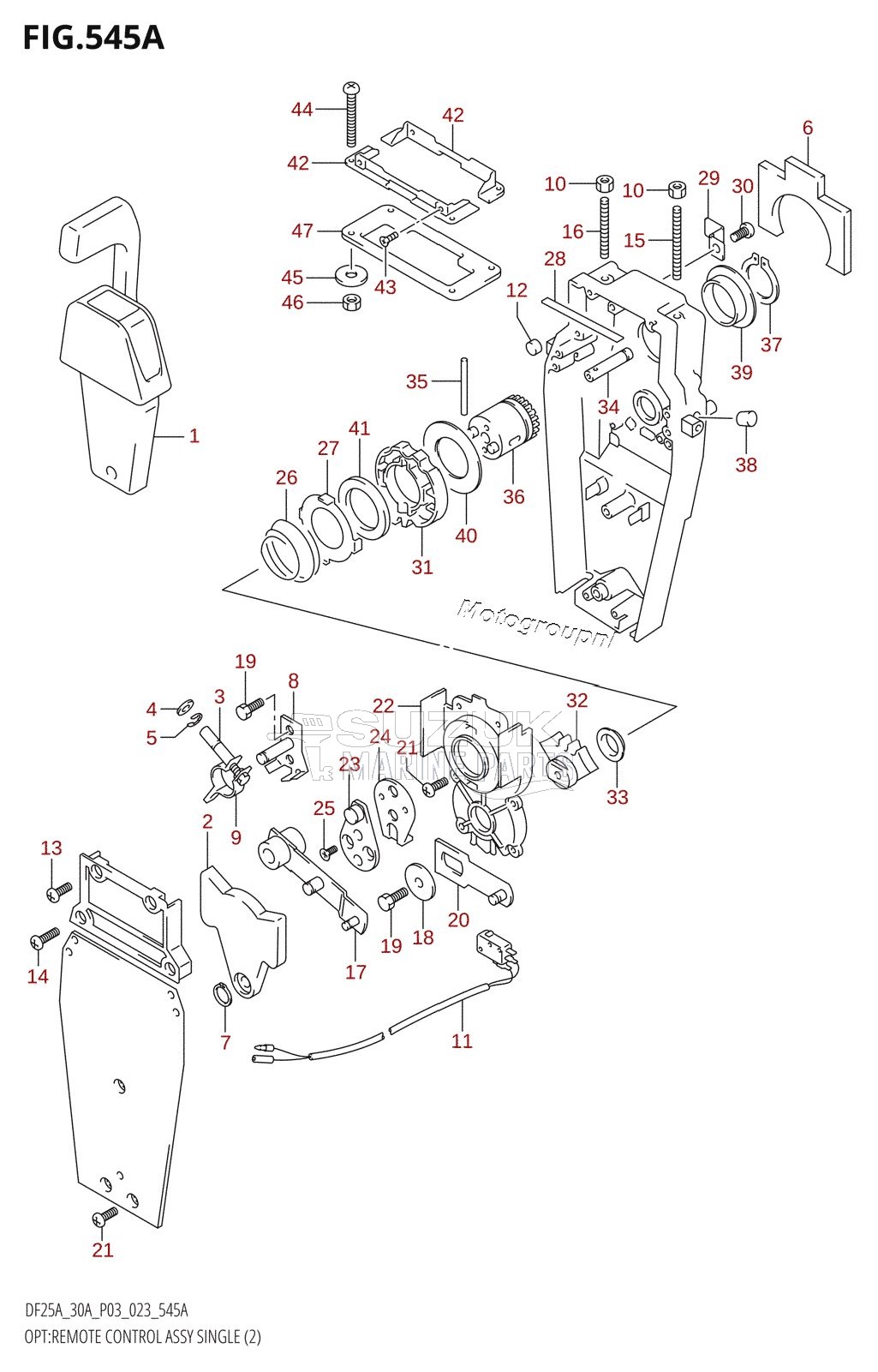 OPT:REMOTE CONTROL ASSY SINGLE (2) (DF25AT,(DF25ATH,DF30ATH):(022,023),DF30AT)