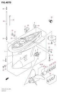 DF225Z From 22503Z-310001 (E01 E40)  2013 drawing GEAR CASE (DF200Z:E40)