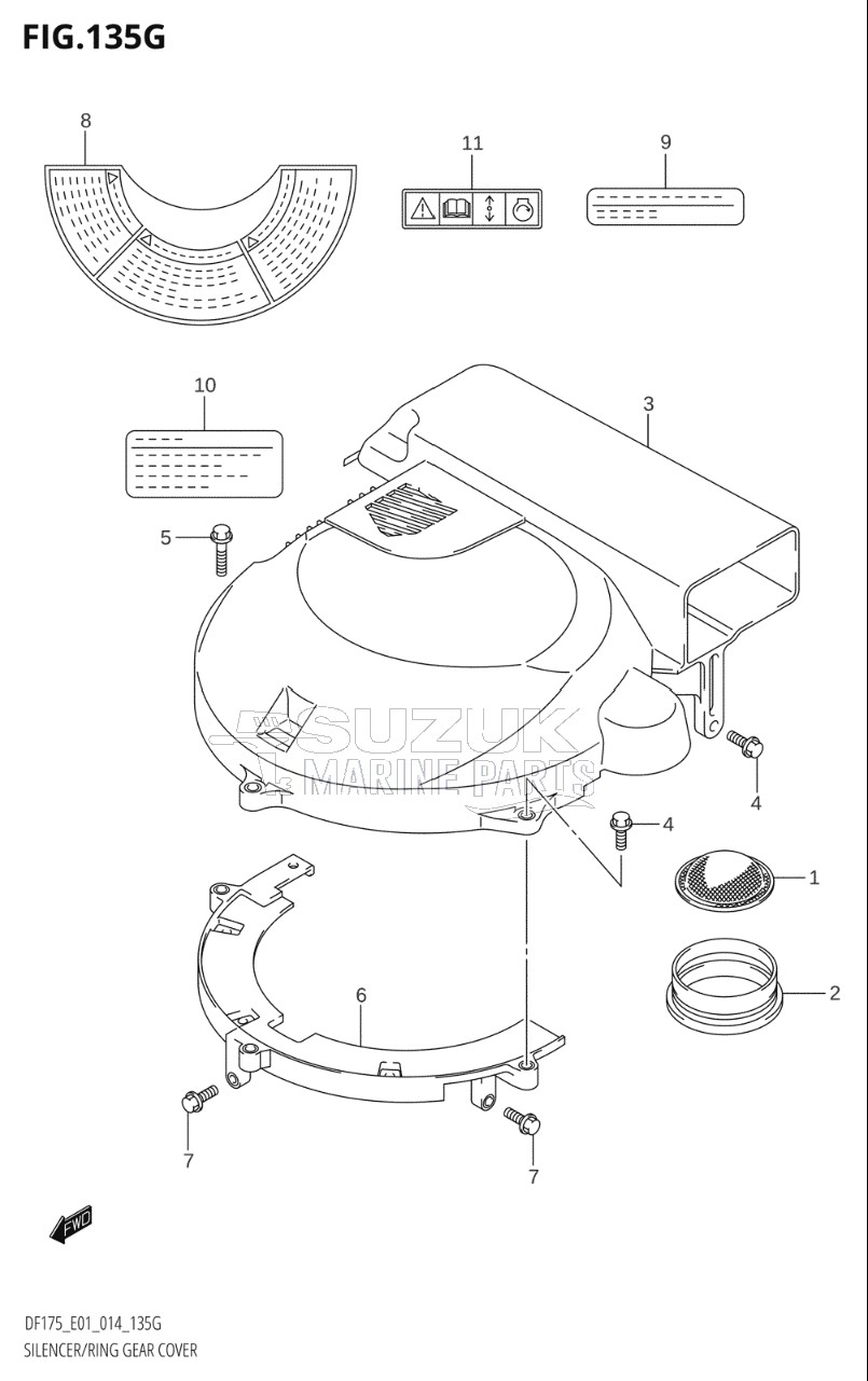 SILENCER / RING GEAR COVER (DF150ZG:E01)