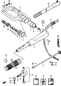 DT40 From 04003K-131001 ()  1991 drawing TILLER HANDLE (MODEL:93~99)