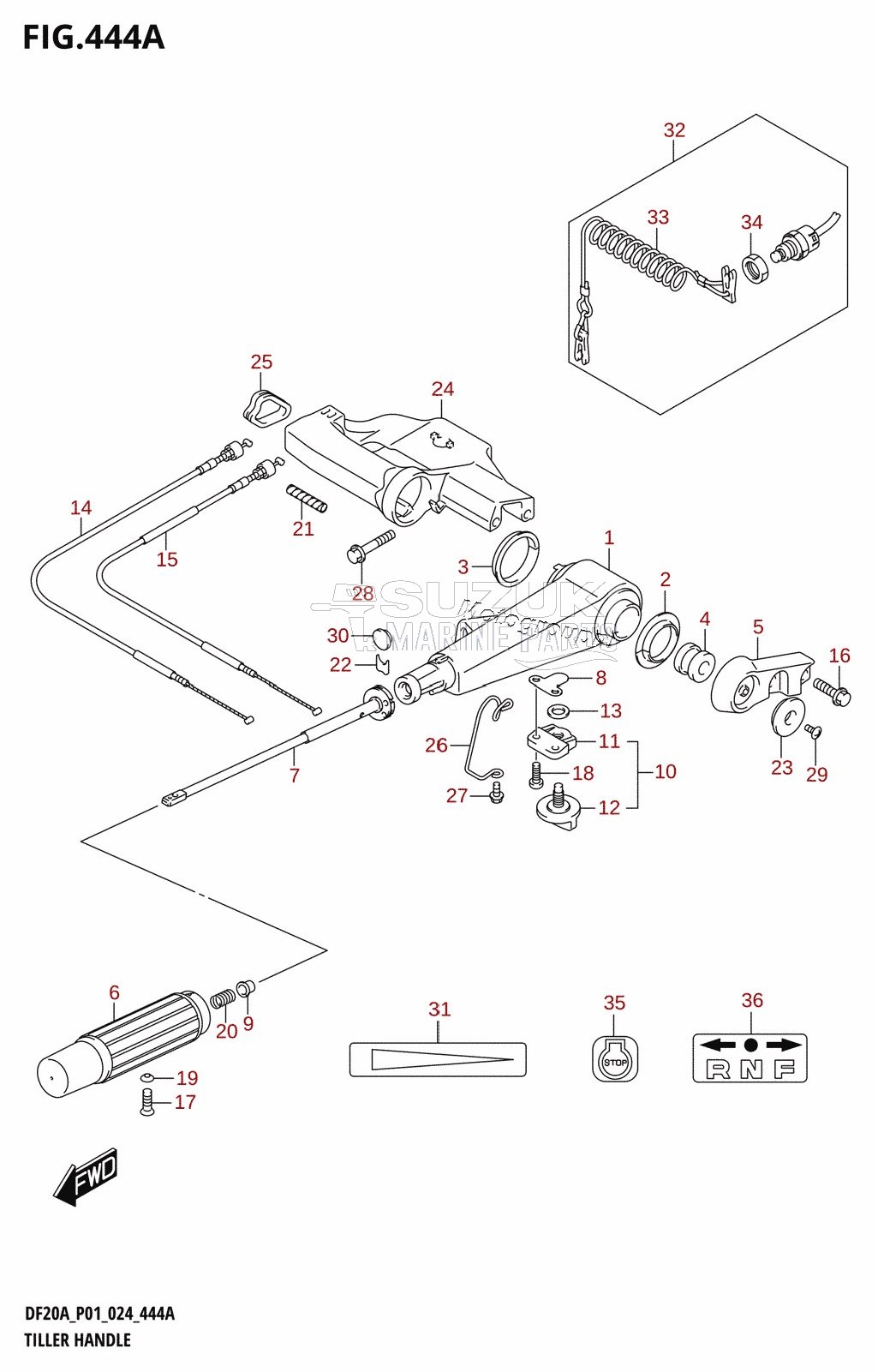 TILLER HANDLE (DF9.9B,DF15A,DF20A:P01,DF20ATH)